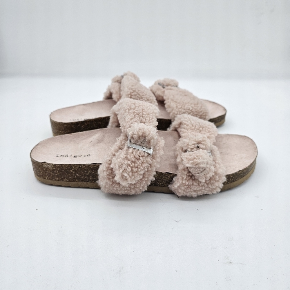 NWOB Indigo Rd Sally2 Womens Pink Faux Fur Slip On Slides Sandals Shoe Size 10 - Picture 3 of 10